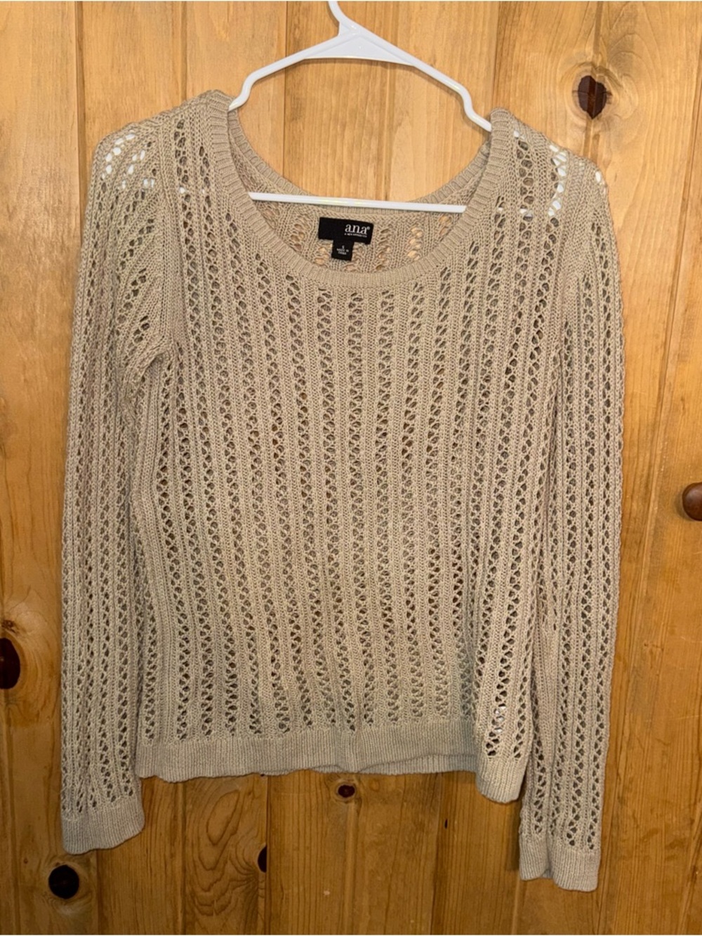 a.n.a Beige Open-Knit Scoopneck Sweater